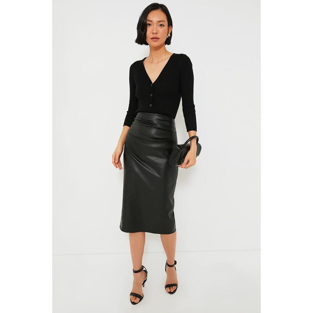 Tuckernuck Pomander Place Monica Faux Leather Skirt Black L - Picture 5 of 14